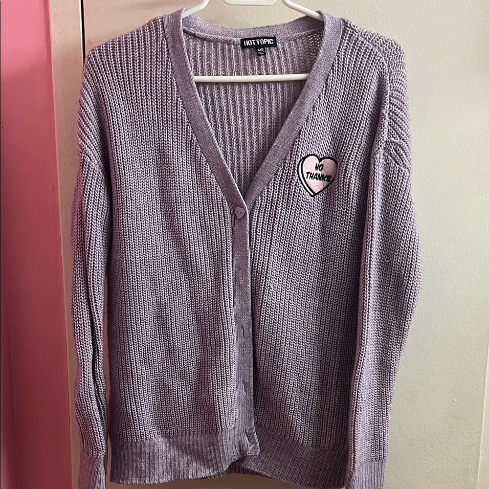 Hot Topic Light Purple Cardigan with Heart Patch